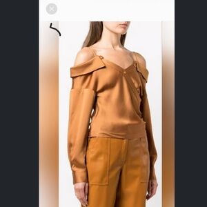 jonathan simkhai brown blouse with spaghetti strap